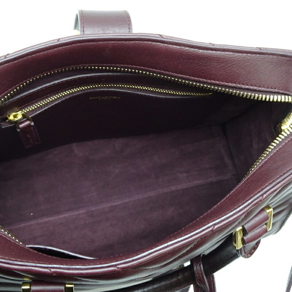 Saint Laurent Paris Cabas Shoulder Bag Leather Bordeaux - Picture 6 of 9